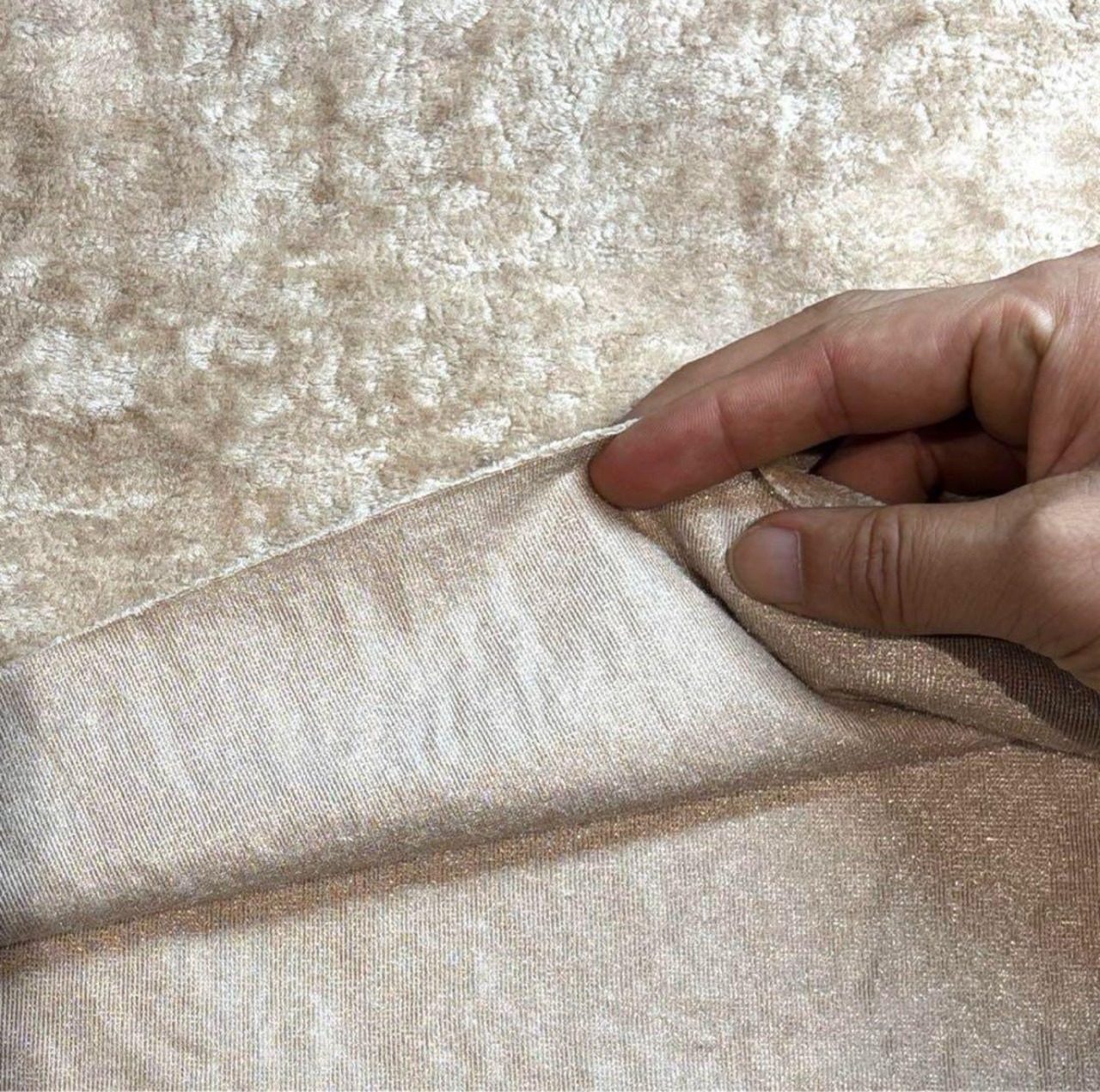 ★NY168◆3m◆ポリエステル100%クラッシュベロア生地◆ベージュ