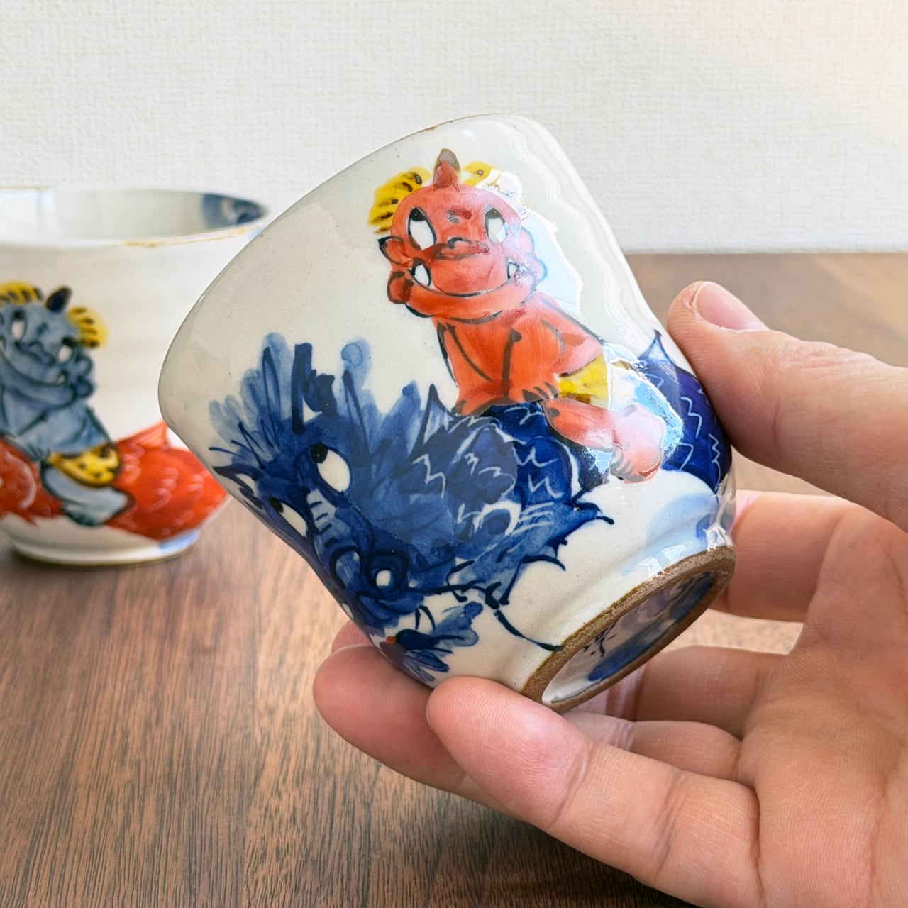 龍に鬼シリーズ」湯呑（ 赤鬼 / 青鬼 ） 波佐見焼 陶工房 楽-RAKU