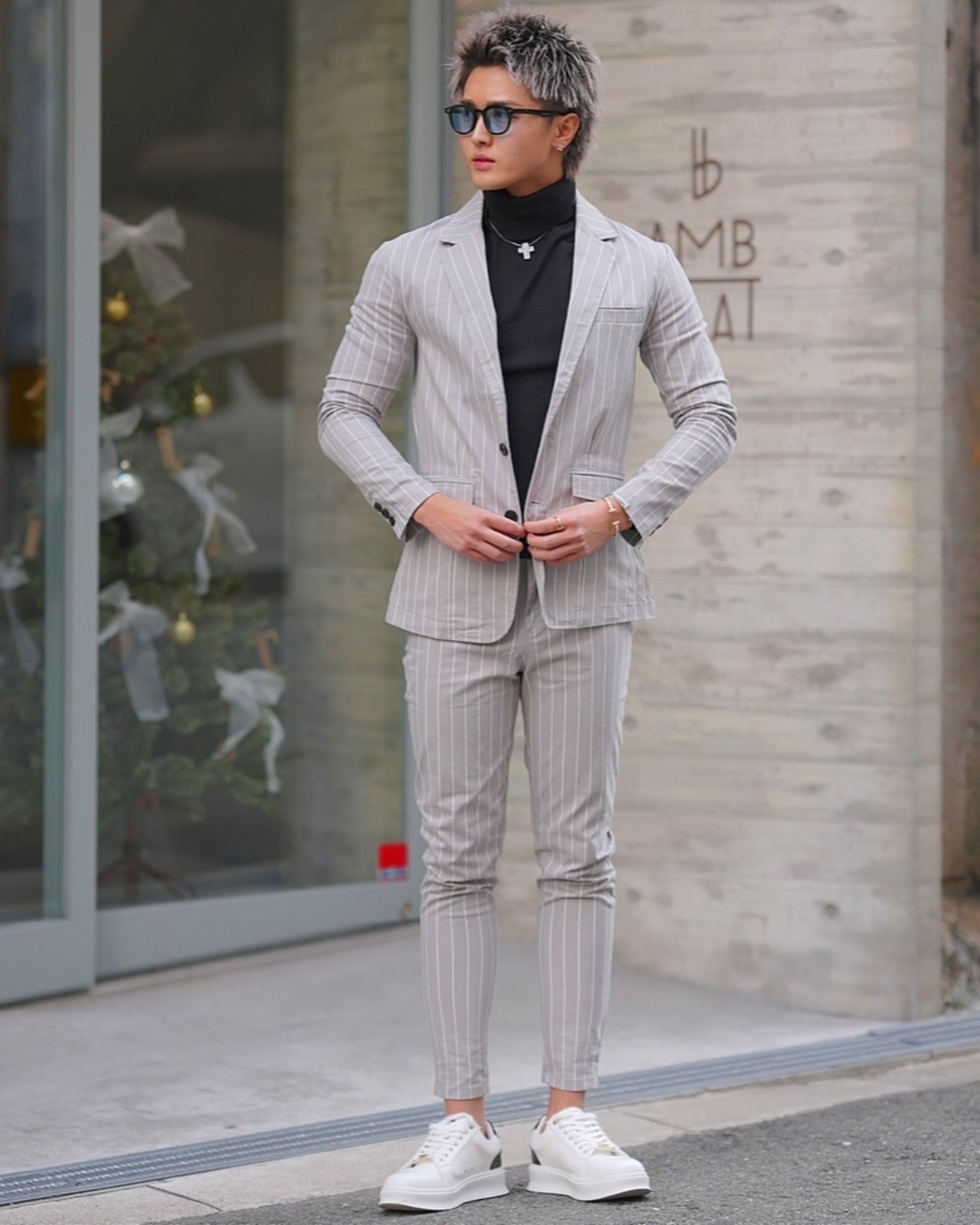 LUXURY STRIPE JACKET GRAY【BB23019】 | BELINDA OFFICIAL