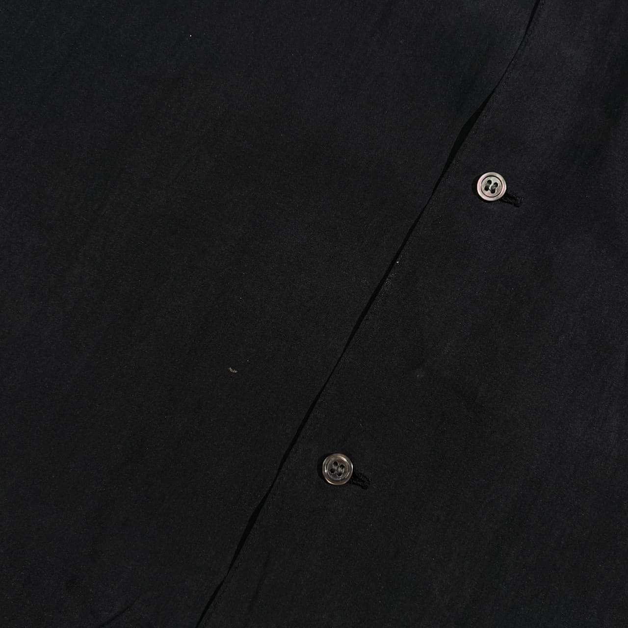 シルク100% Papas パパス 長袖 オープンカラー シャツ M/ブラック系 メンズ