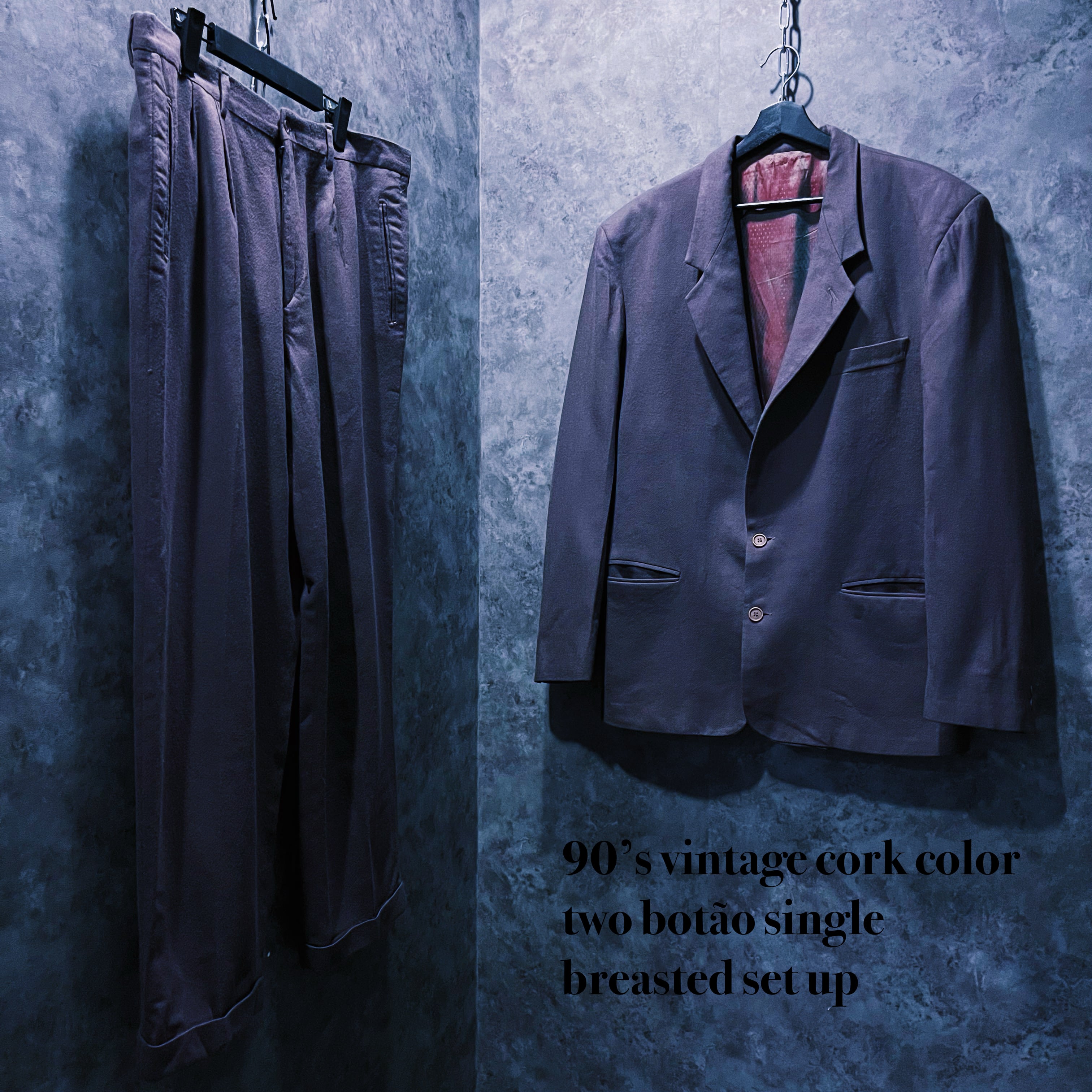 【doppio】90’s vintage cork color two botão single breasted set up