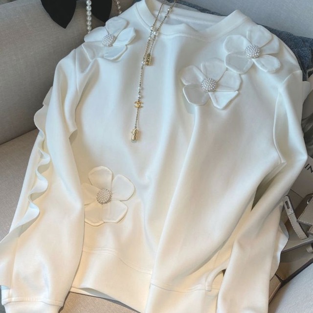 パールフラワー フリルスリーブ トップス 23374