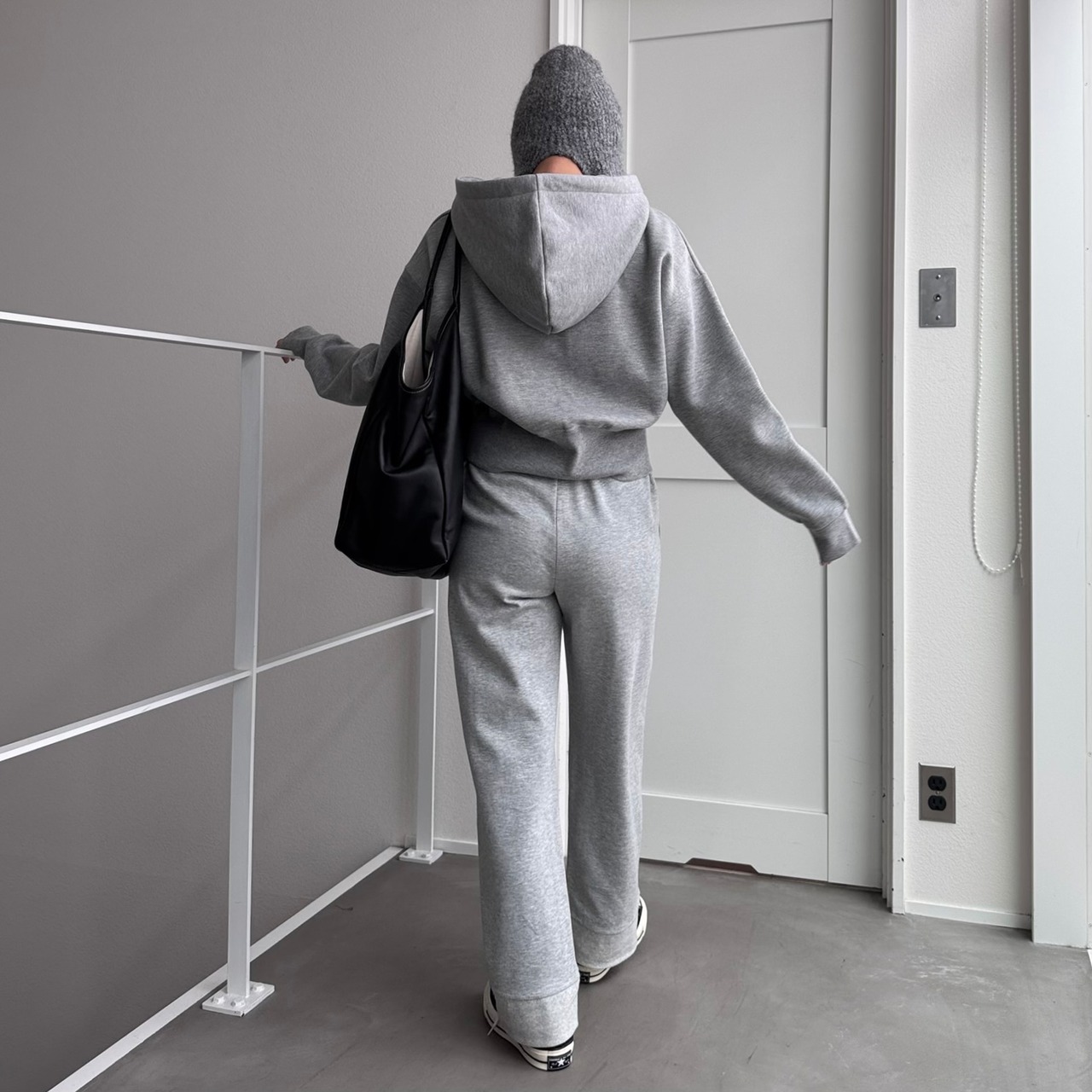 ロングフラップニットcap/ライトグレー