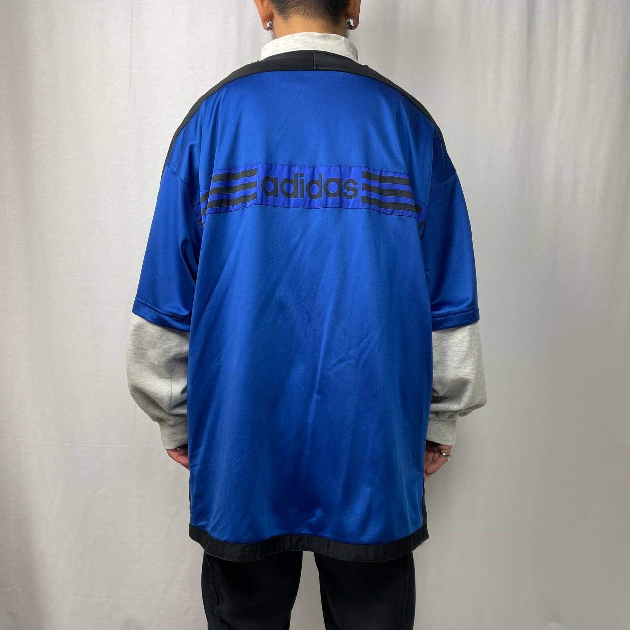 80年代 adidas アディダス フェイクレイヤード ジャージ×スウェット 