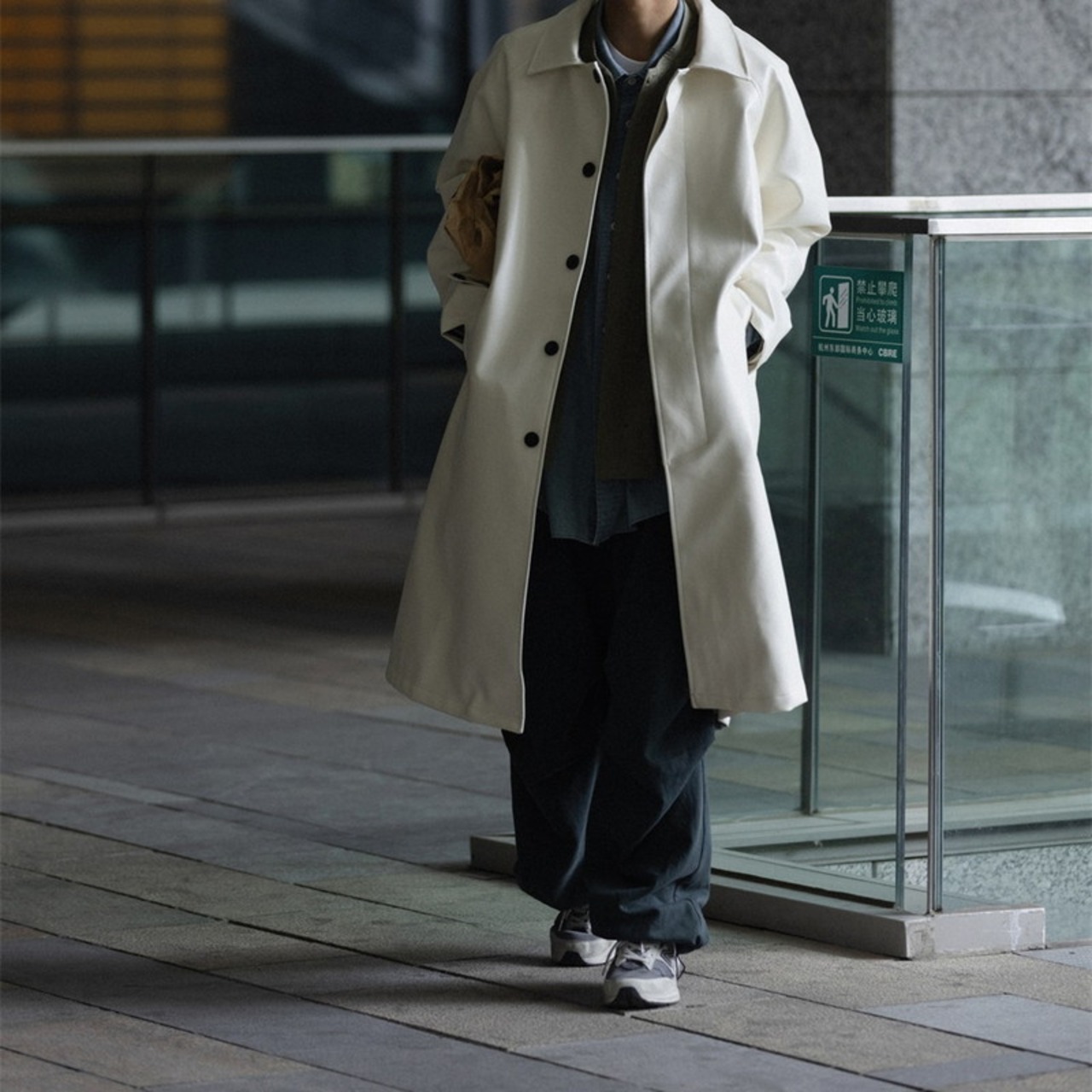 フェイクレザーシンプルロングコート　987