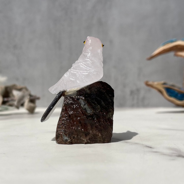 【鳥 on アメジストジオード】①《クリアクォーツ×アゲート》鉱物 天然石 パワーストーン インテリア 置石