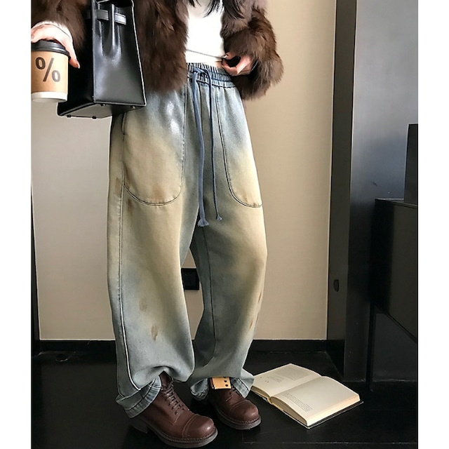 ウェイストランドオールドウォッシュデニムパンツ［XS-XL］