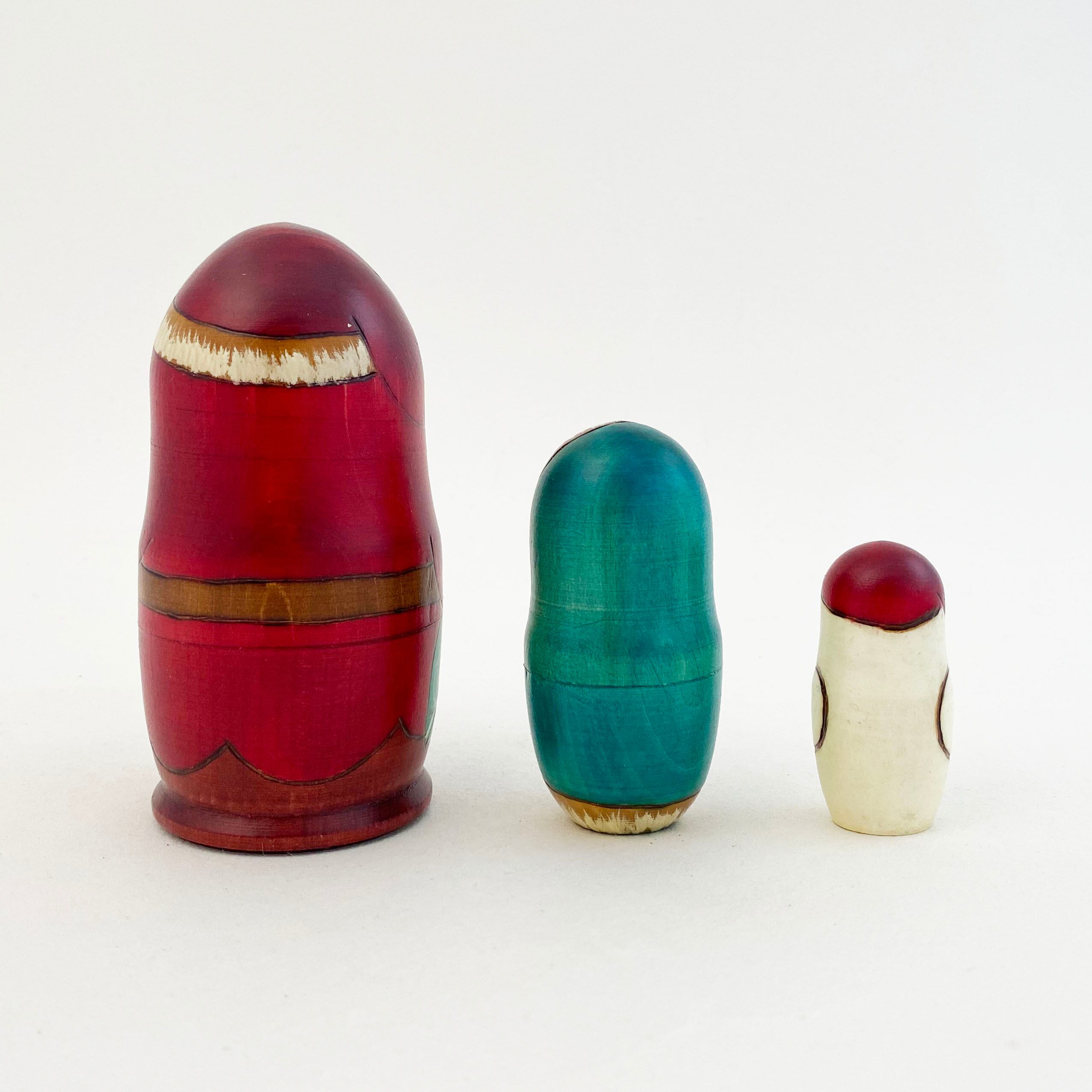 サンタ/ジェドマロース 焼ごて描彩マトリョーシカ(コブロフ工房/3個組)