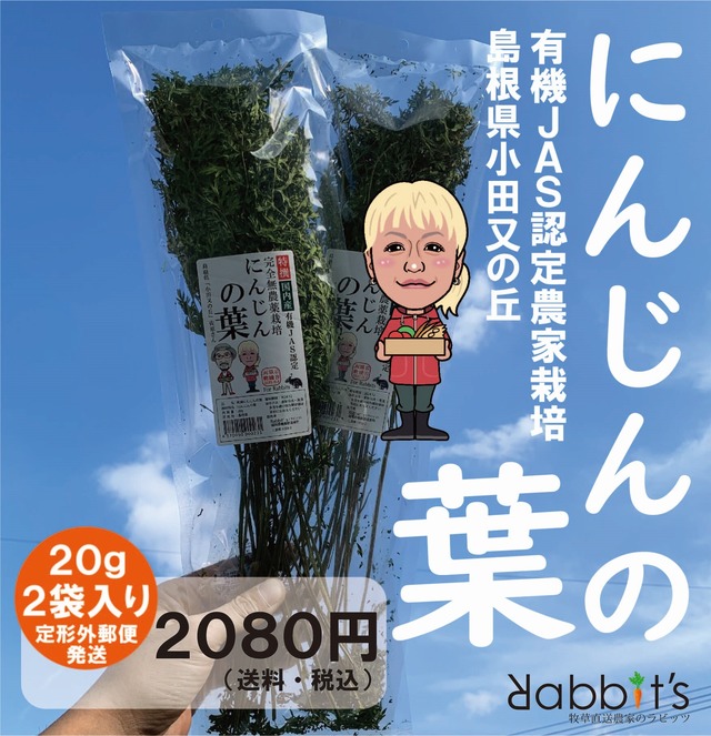 【新商品】有機ＪＡＳ認定農家栽培 にんじんの葉20ｇ 2袋セット