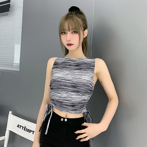 ✞ロリータJK制服 ラウンドネックノースリーブストライプトップス スリム 薄手 ショート丈 ギャザー Oネック 春夏秋冬 ✞✝✞ゴシック ゴスロリ SM ワンピース 黒 靴 大きいサイズ タイツ ヘッドドレス スカート バイブル 雑誌 本 タイツ アクセサリー ミリロリ 甘ロリ クラロリ 和ロリ エレガント 黒ロリ 姫ロリ 華ロリ AA-AA87835203337