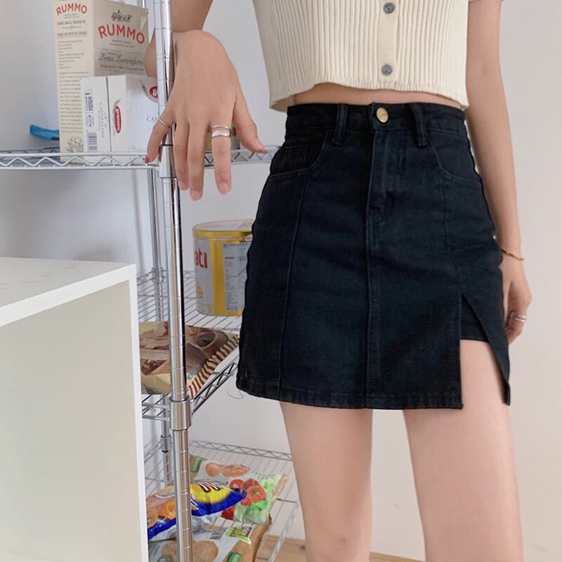 スプリングサイドスリットスカート ハイウェストウェストショートレディース 春物 試着室15246115875