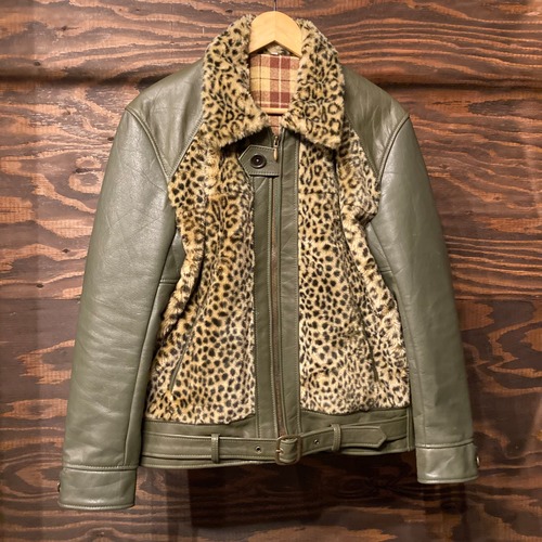 Vintage Leather Grizzly Jacket 再構築 熊ジャン オワジャン ヴィンテージ グリズリージャケット レザー ムートン 40s 50s ライダース 豹柄 レオパード 40