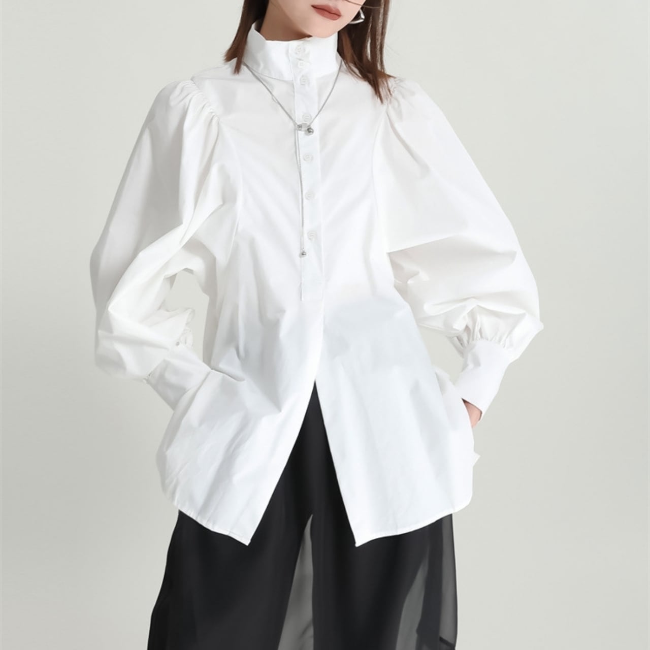 Stand Collar Long Sleeve Shirt 00869
