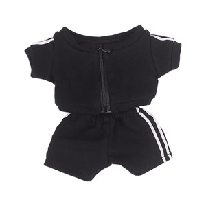 【人気】niannyyhouse 10cm 15cm ぬいぐるみ 服 ソリッドカラー 上着 ズボン トラックスーツセット 綿人形 着せ替え アクセサリー (black-10cm)