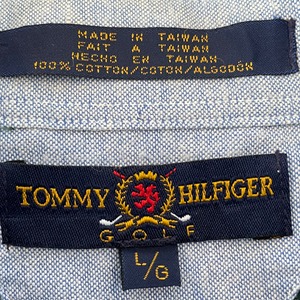 【Tommy Hilfiger】チェック柄 長袖シャツ ボタンダウン 刺繍ロゴ ゴルフ トミーヒルフィガー L US古着