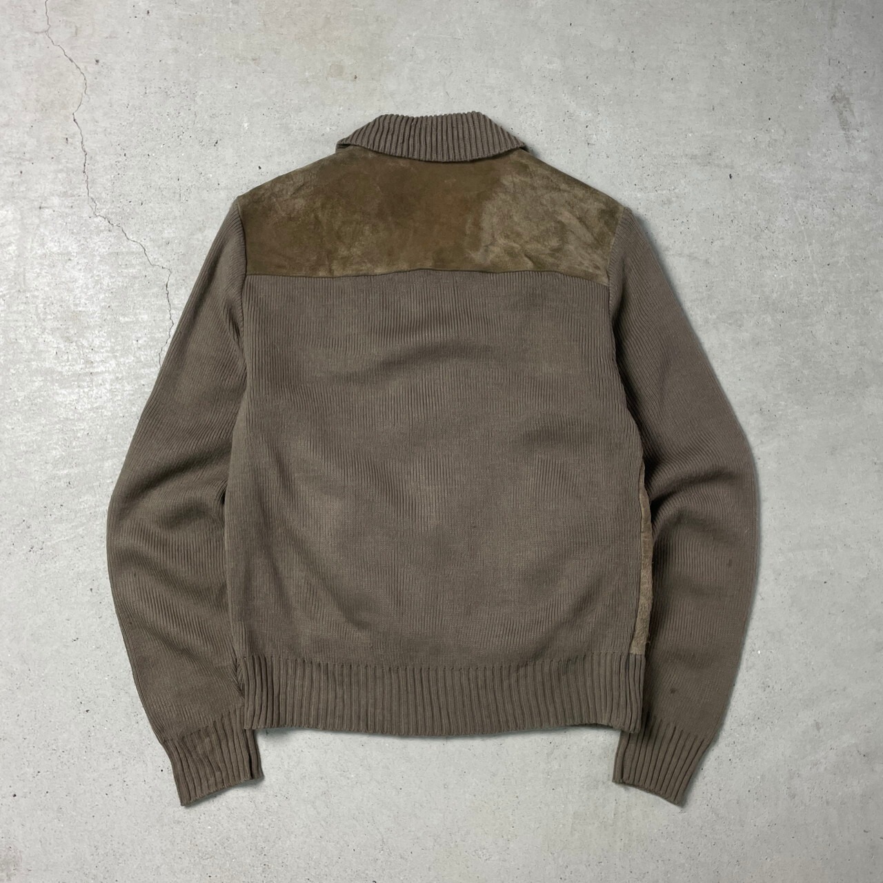 UNKNOWN ニット×スエードレザージャケット レザーブルゾン ニット 