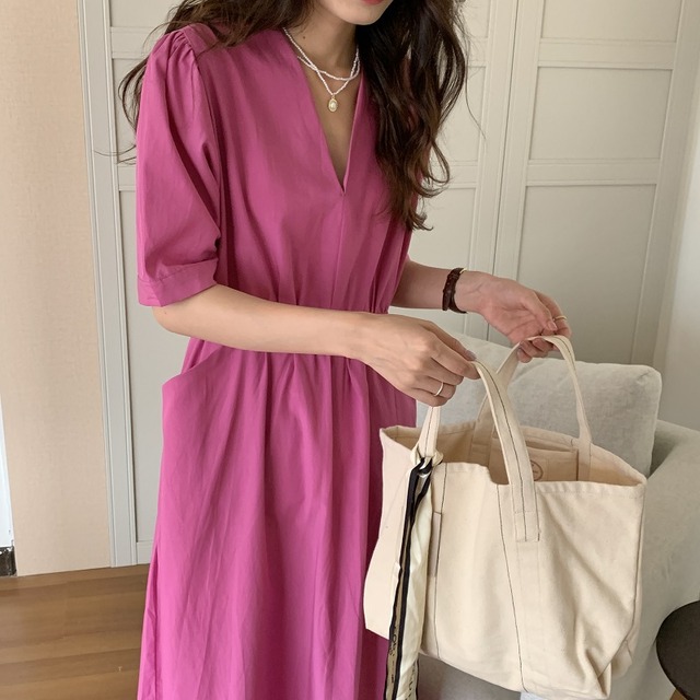 高級感 Vネック ワンピース