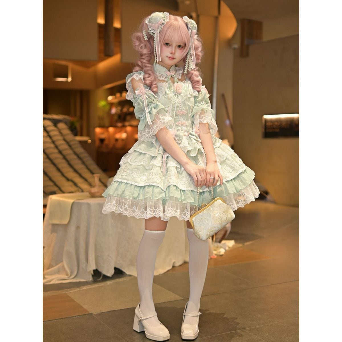 チャイナ風JSK チャイナ風フリルロリータセットアップ：JSK | Maiden's Rêve