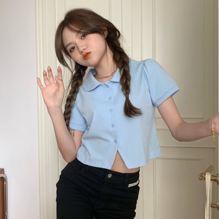 サマースタイルスタンダードカラーショートトップス カーディガンレディース レトロ 夏物 ドラファッションホール6699383495