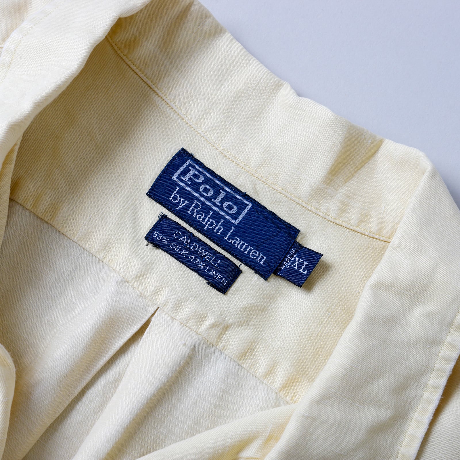極美品】90s Ralph Lauren special silk linen open collar shirt