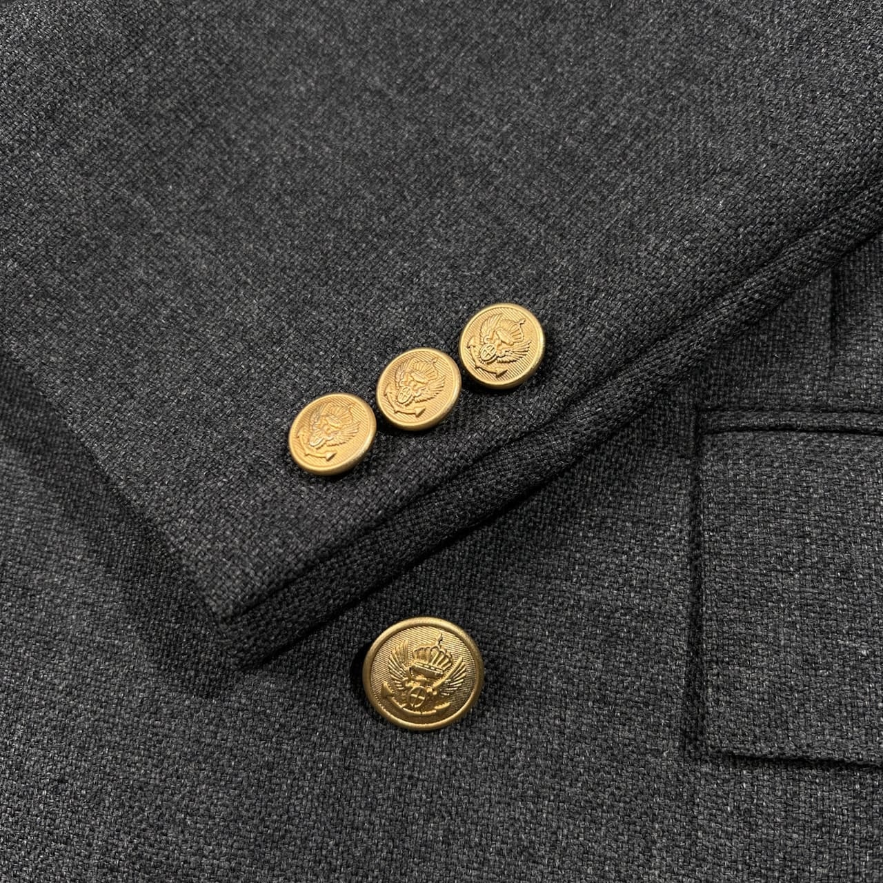 Stanley Blacker スタンリーブラッカー 金ボタン ダブル ブレザー テーラードジャケット 92-80-170 (92 A5) /メンズ/グレー