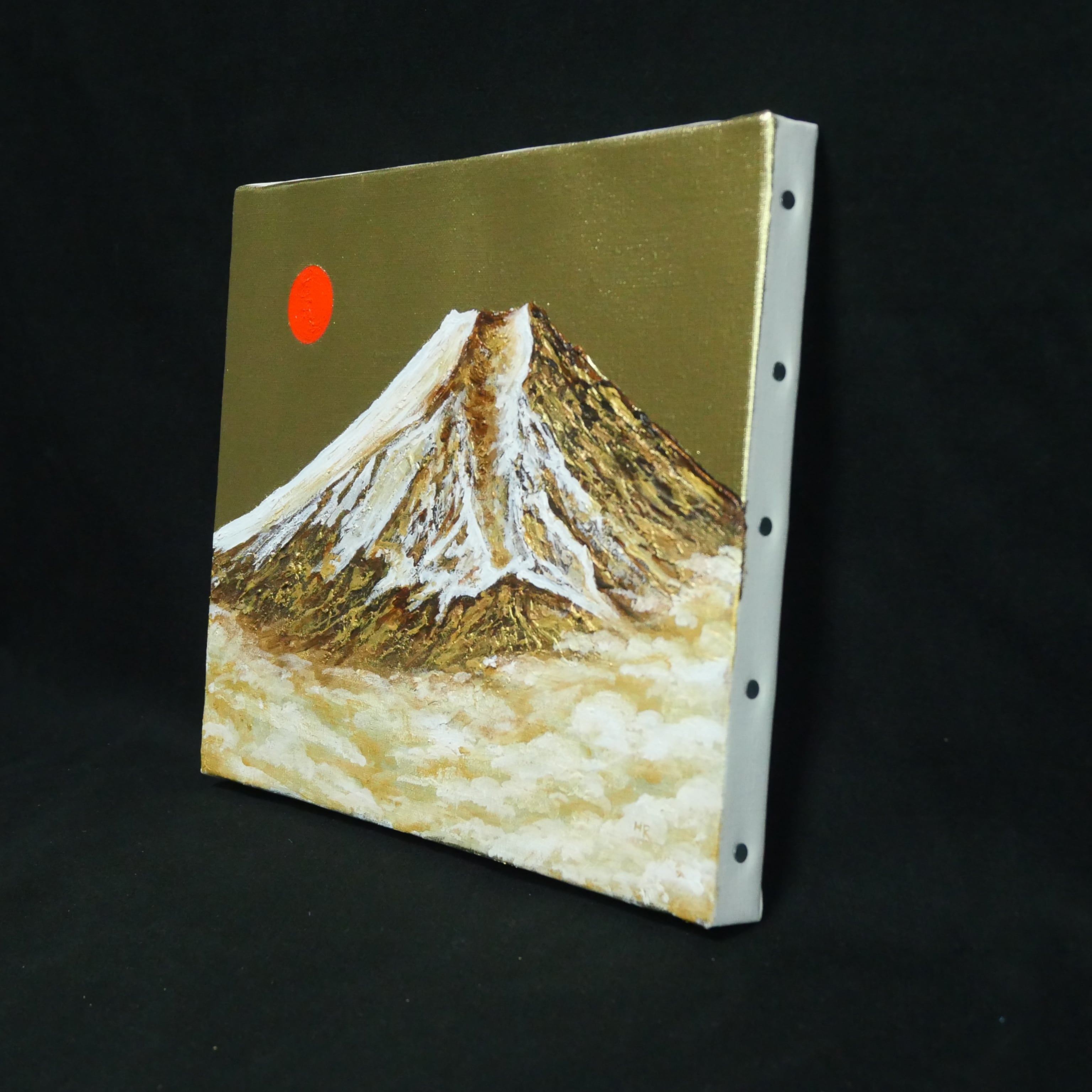 一点物 油彩画【旭日黄金富士】F3号 原画 富士山インテリア | HIROSHI1990