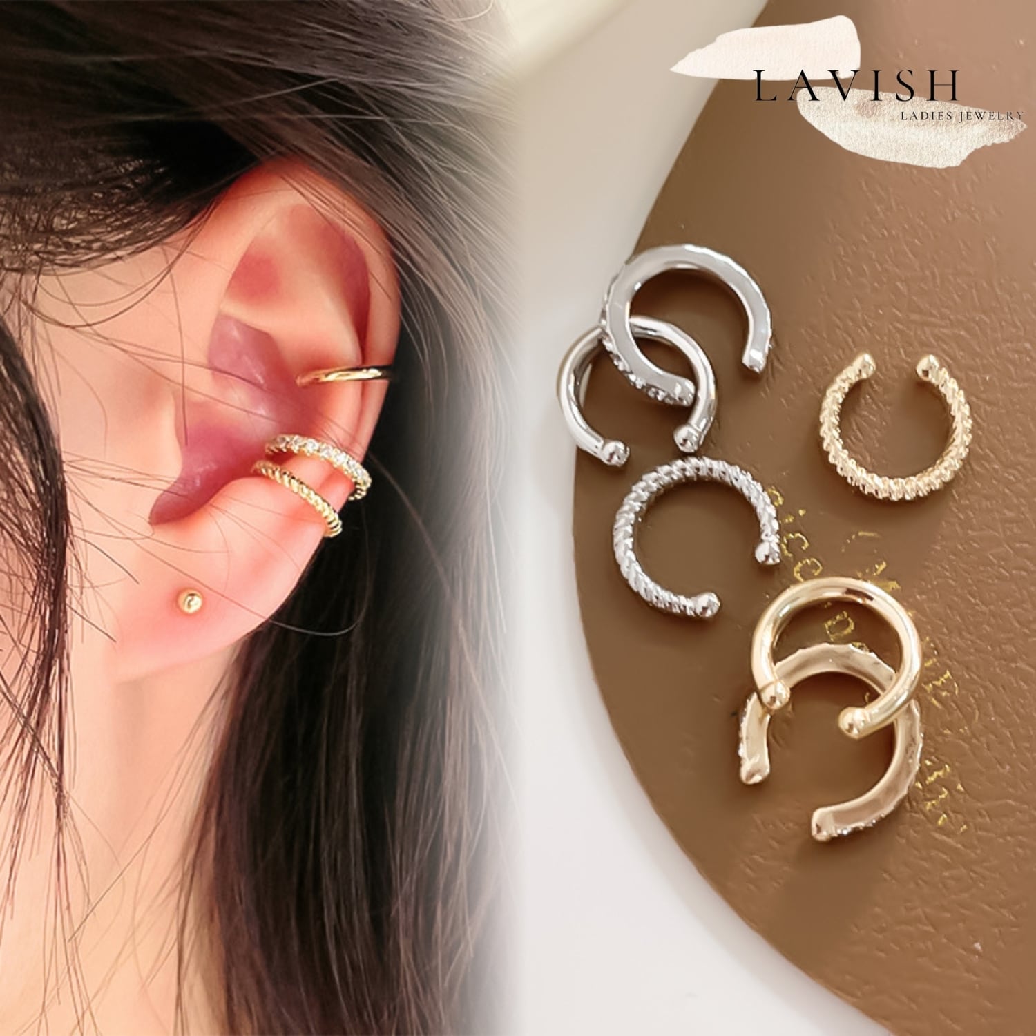3WAYデザイン イヤーカフ レディース Ear cuff