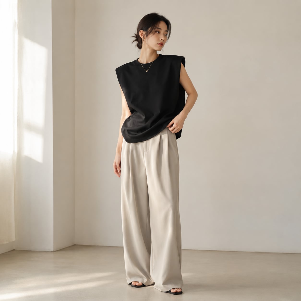 STRUCTURE SHOULDER SLEEVELESS TOPS