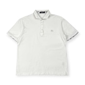 BURBERRY BLACK LABEL バーバリー ブラックレーベル ワンポイント 鹿の子 半袖 ポロシャツ 3/ホワイト メンズ 三陽商会
