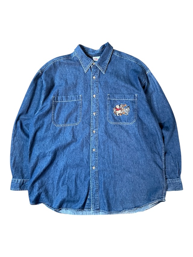 ［刺繍］The Disney Store Pooh & Friends Denim Shirt XL