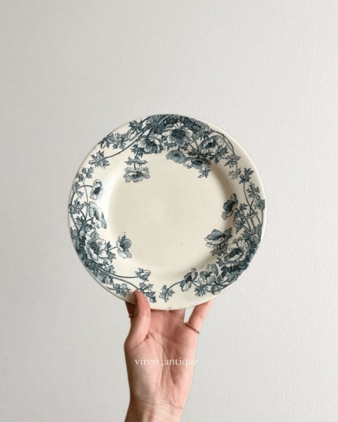 Gien ジアン / “ANEMONES” 愛らしいアネモネの平皿プレート a