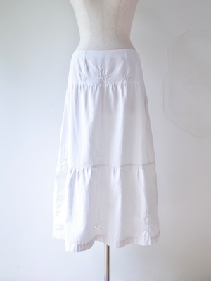 70s Euro Cutwork Embroidery Tiered Skirt