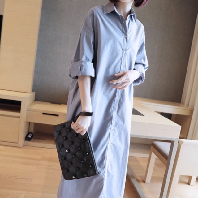 Autumn 2color Shirt dress