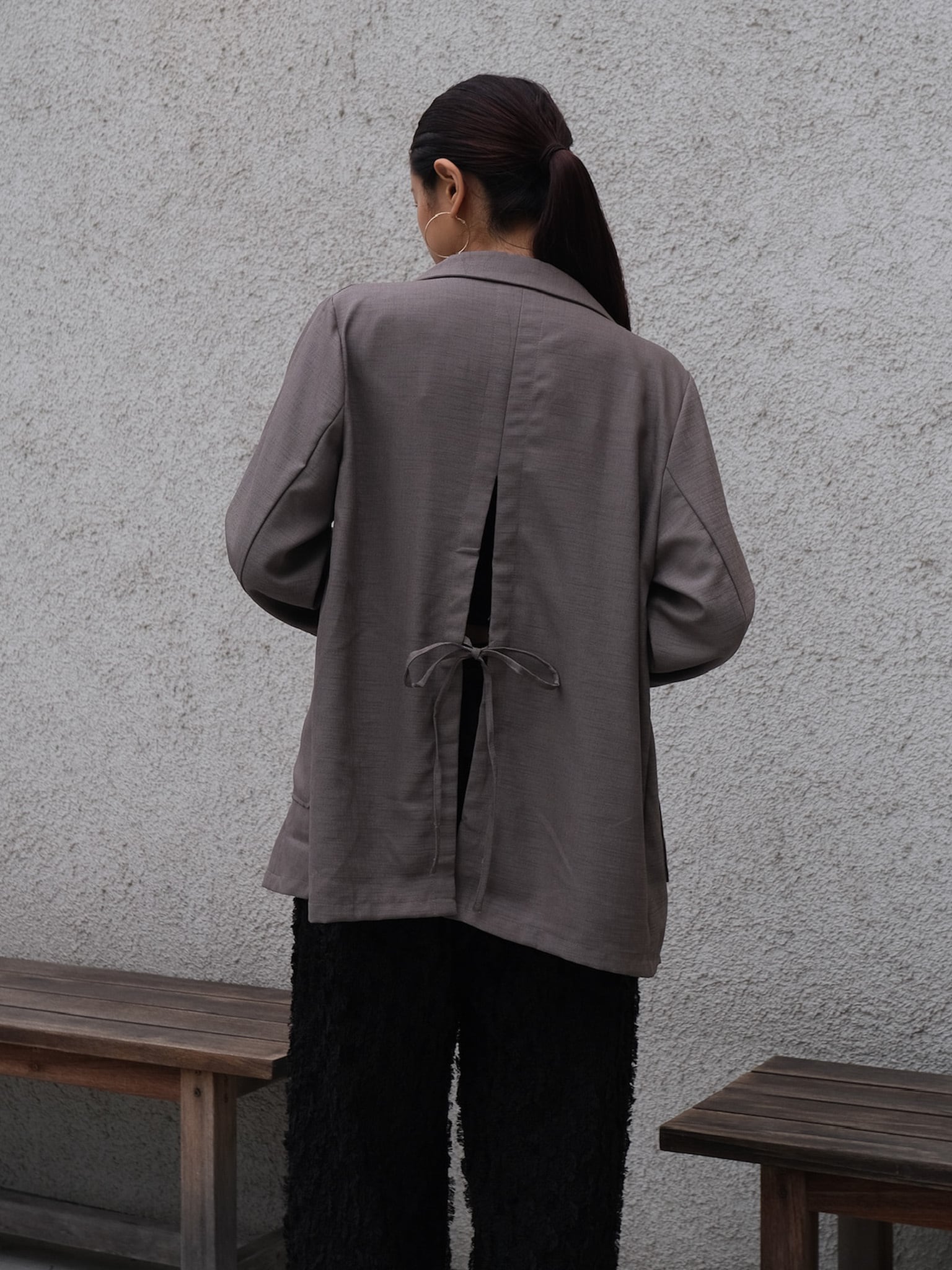 Back ribbon double jacket(バックリボンダブルジャケット)【5531152】select by Bab