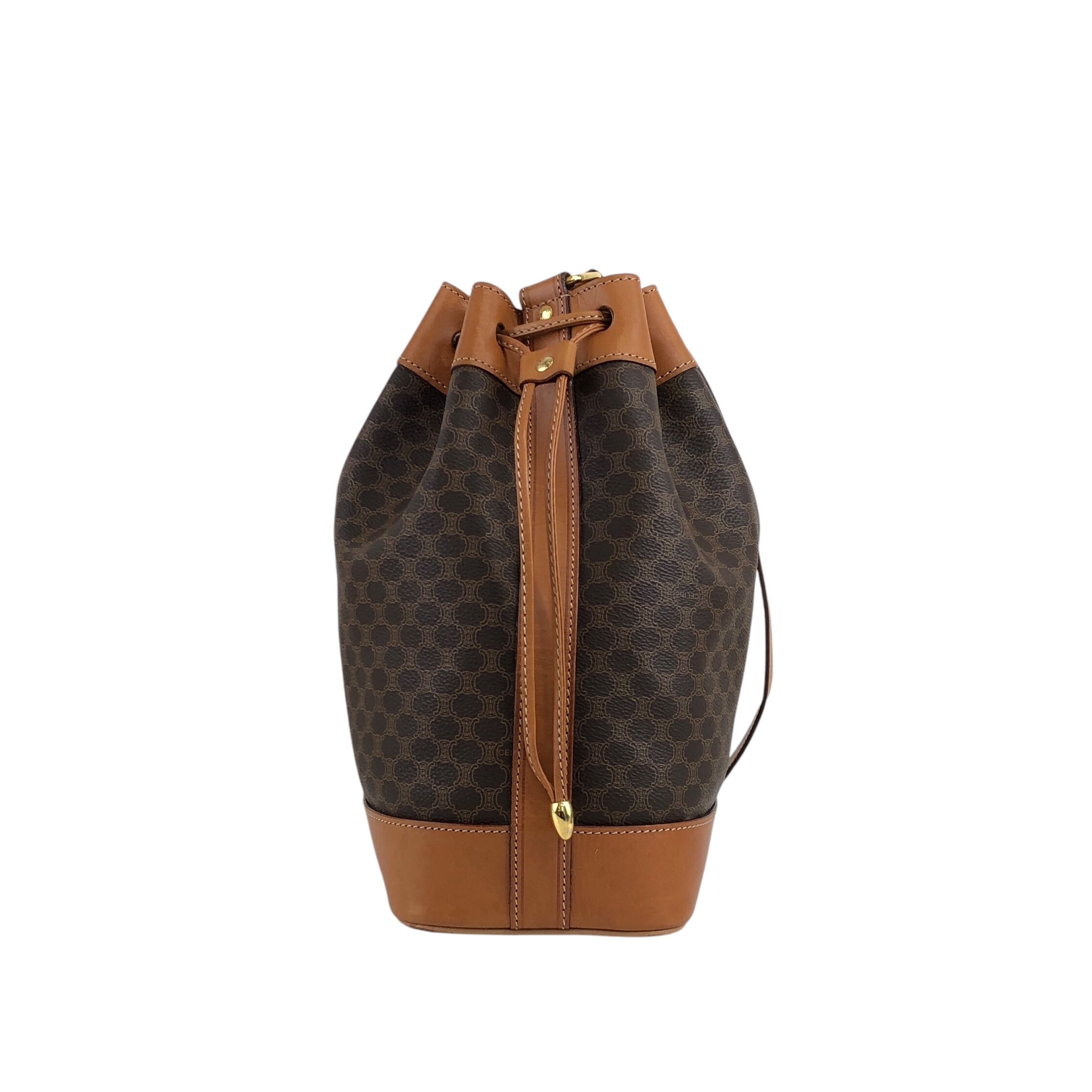 CELINE セリーヌ マカダム ショルダーバッグ ブラウン ブラゾン型押し