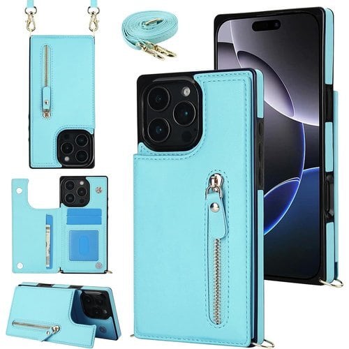 A&S iPhone 16pro ケース ライトブルー ストラップ付き A&S iPhone