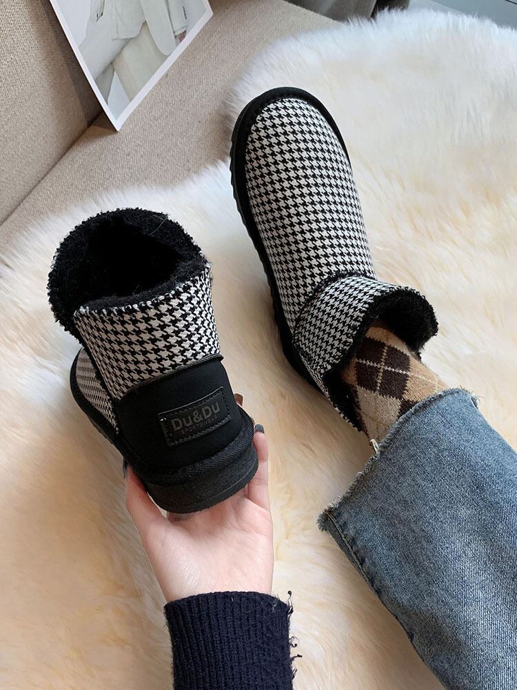 ブーツオータムウィンター格子柄ベルベット コットン 靴 シューズ 秋物 冬物 部族の婦人靴9745968705