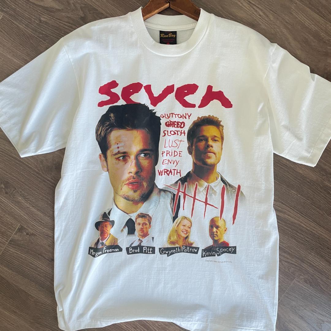 Seven 七つの大罪 Tシャツ　Movie Tee Tシャツ seven セブン ブラピ ブラッドピット 映画 ムービー 白T