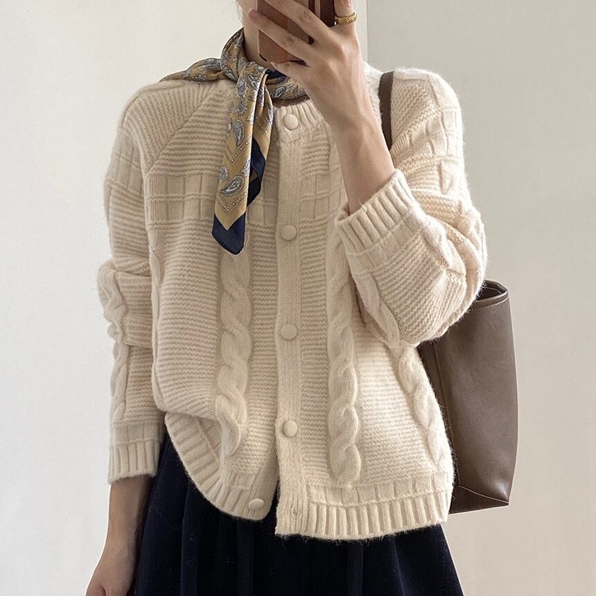 ケーブル編み ニットカーディガン ◆4col YH9879