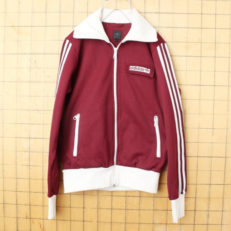 80s   adidas トラックジャケット　メンズレディース　ホワイト×レッド