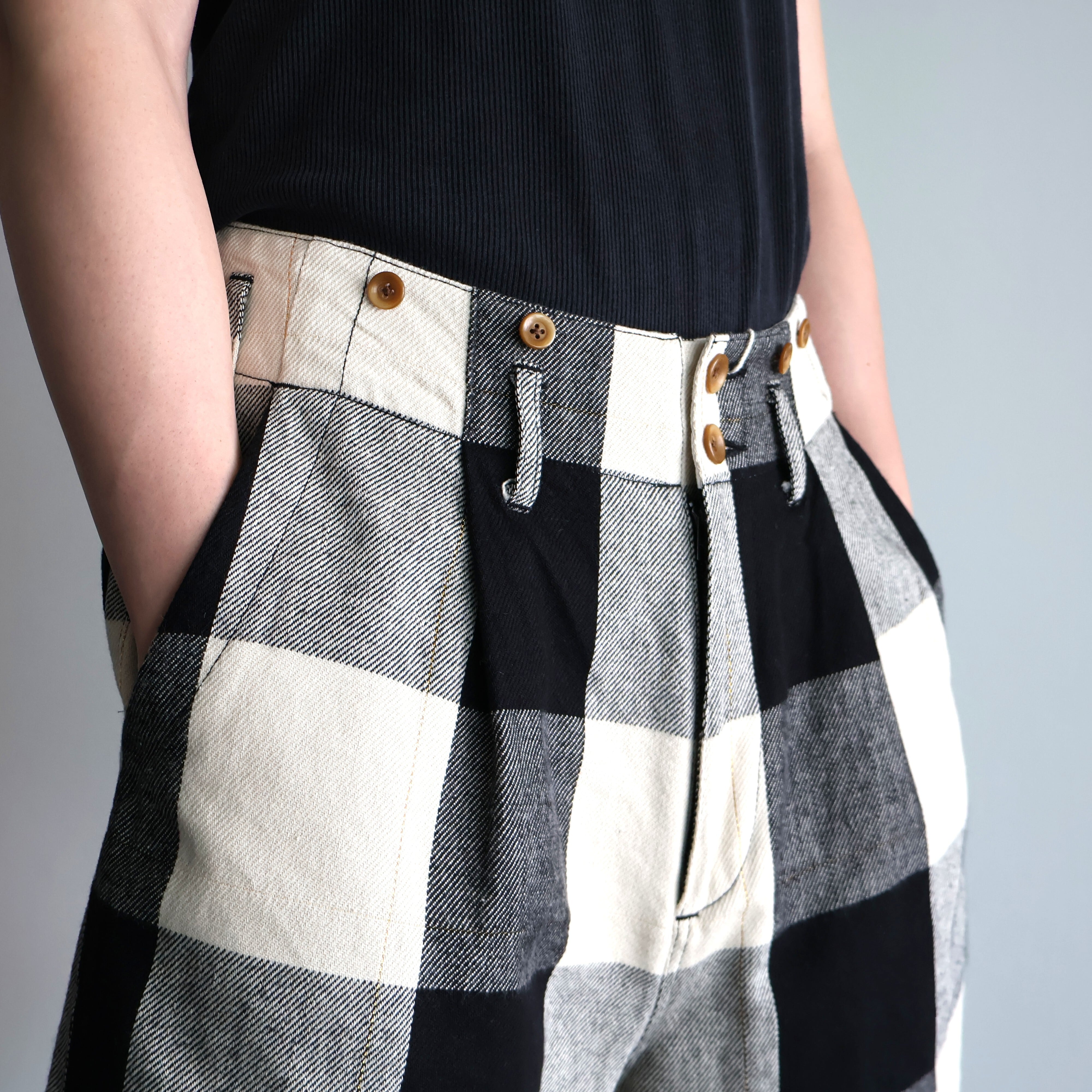 パンツ Gurank CHECKERED SHORTS Gurank “ Checkered shorts ( Black/White ) | H.inch/アッシュインチ