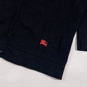 90s BURBERRY BLUE LABEL バーバリーブルーレーベル 七分袖 Vネック カーディガン サイズ 38 /ブラック系 レディース 三陽商会 ビンテージ