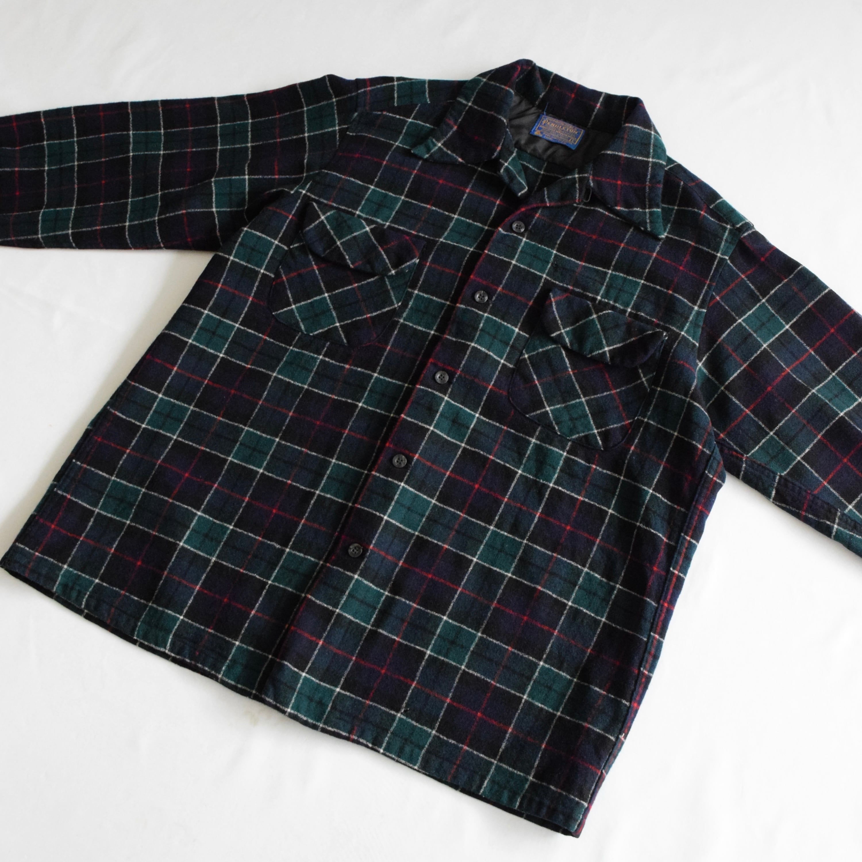 70's USA製 Pendleton ウールボードシャツ メンズL グリーン ペン