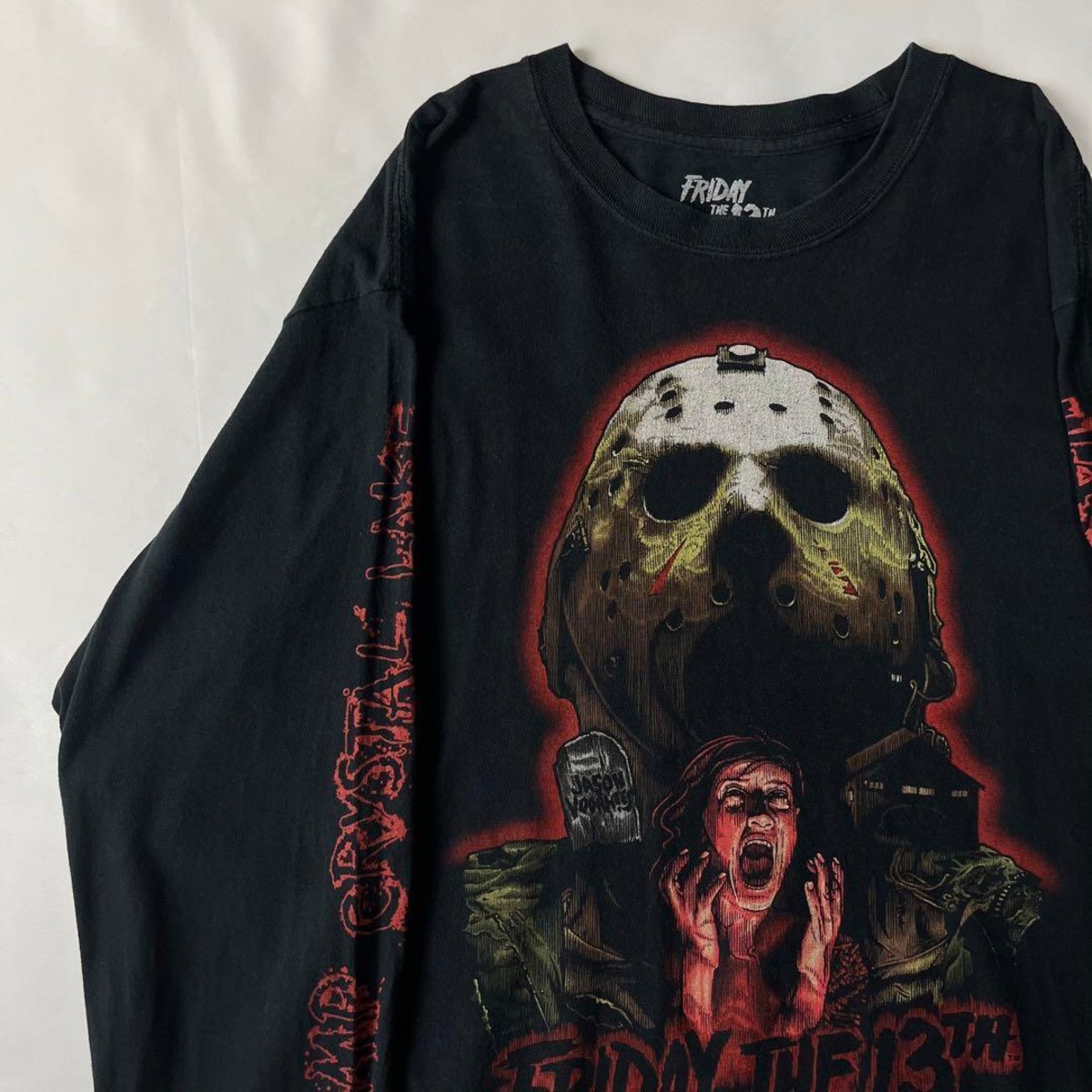 ジェイソン ロングTシャツ 13日の金曜日 ムービーT ホラー ロンT 黒 L 