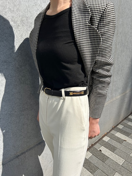 CELINE セリーヌ ベルト ブラック トリオンフ レザー チェック vintage ヴィンテージ オールドセリーヌ uw4euk