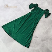 フラダンス 衣装 ワンピース ドレス グリーン系 アロハスタンダード 日本製 ALOHA STANDARDS ベロア バラ 花柄 ロケラニ柄 フリル袖 華やか かわいい おしゃれ シンプル 大人っぽい 光沢感 ハワイアン アロハ フラ ダンス レッスン 練習 アロハドレス フラドレス ベロア生地 高級感 大人スタイル フリルデザイン 練習着 薔薇柄 華やかデザイン フラダンス衣装 ハワイアンドレス