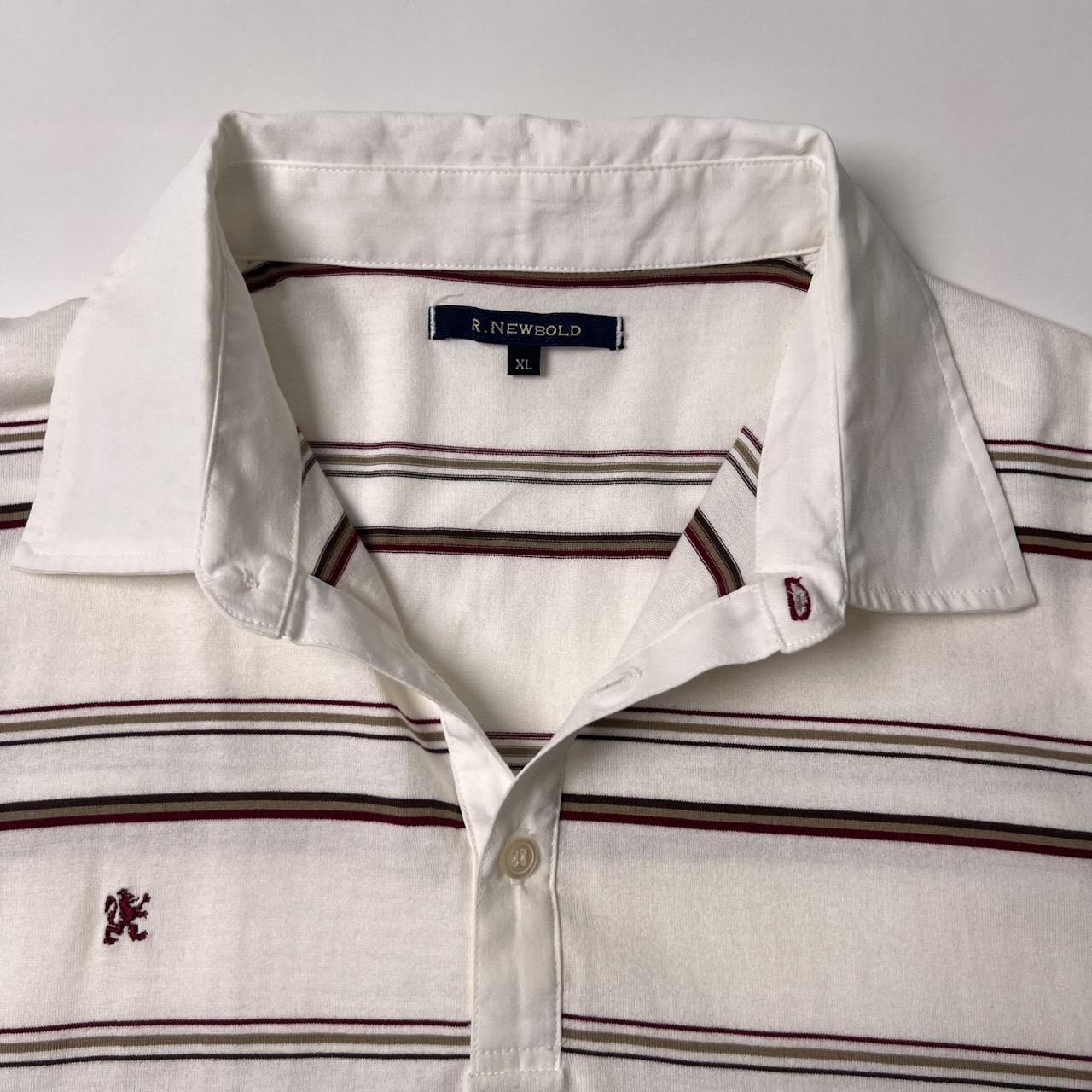 R. NEWBOLD アールニューボールド ボーダー 半袖ポロシャツ XL/ホワイト