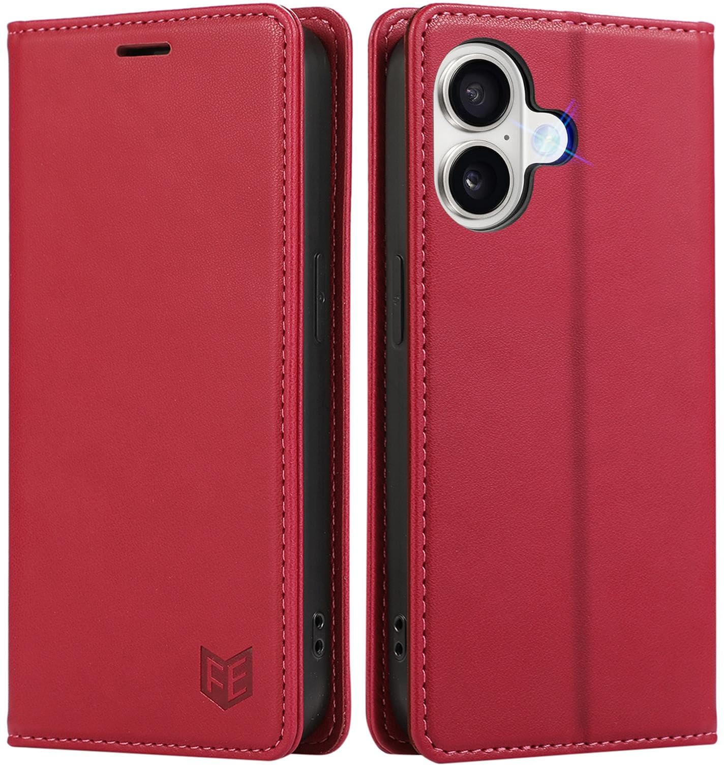 iPhone 17 用 ケース 手帳型 アイフォン 17 手帳型 ケース 高級PUレザー カード収納 マグネット スタンド機能 あいふぉん 17 携帯カバー 全面保護 いPhone 17(2025) スマホケース PU革 耐久性に優れる ローズレッド