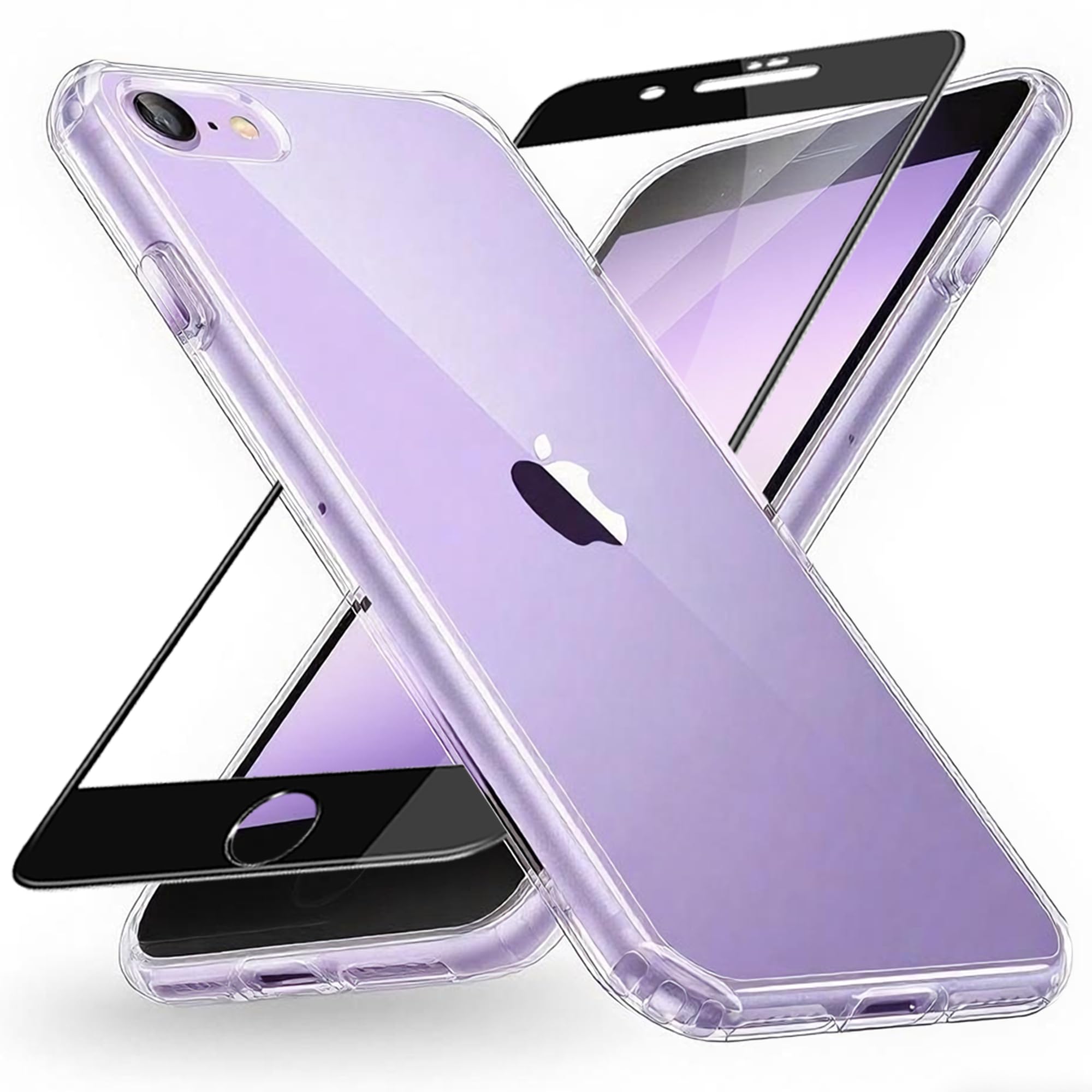 iPhone SE 第3世代 ケース iPhone SE2 /SE ケース スマホカバー クリア ガラスフィルム付き 黄変防止 耐衝撃 米軍MIL規格 SGS認証 PC+TPU いPhone SE3 対応 傷つけ防止 超薄型 軽量 透明 クリア スマホケース アイフォン 8 /7 用4.7インチ (クリア, iPhone 7/8/SE2/SE3)