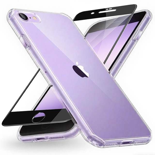 iPhone SE 第3世代 ケース iPhone SE2 /SE ケース スマホカバー クリア ガラスフィルム付き 黄変防止 耐衝撃 米軍MIL規格 SGS認証 PC+TPU いPhone SE3 対応 傷つけ防止 超薄型 軽量 透明 クリア スマホケース アイフォン 8 /7 用4.7インチ (クリア, iPhone 7/8/SE2/SE3)